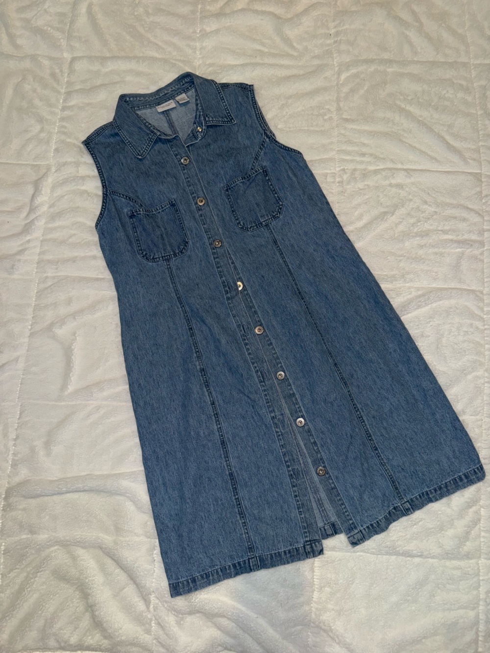 Sonoma Blue Denim Button-Front Overall Dress